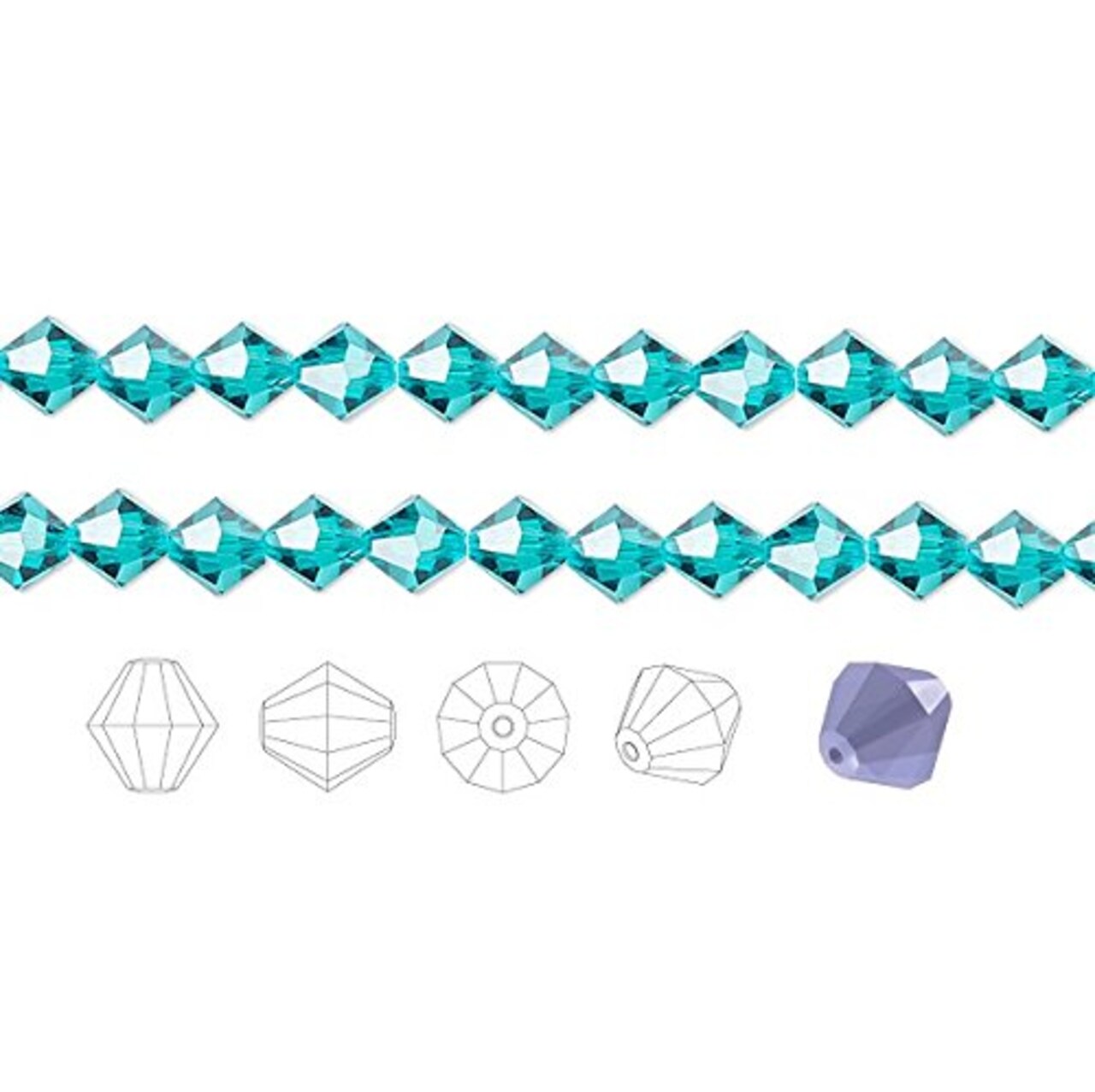 Preciosa Czech Crystal Beads Blue Zircon Faceted Bicone 4mm Package of 144